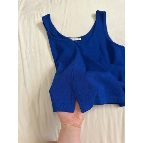 St. John M/L Royal Blue Sleeveless Knit Sweater Shell Tank Top Scoop Neck - Picture 6 of 12